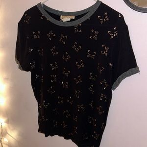 Black and Gold Top with Kitty / Cat Design